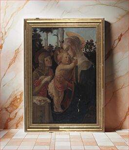 Πίνακας, Virgin and child with the young st. john the baptist, copy after botticelli, 1908, Tyra Malmström
