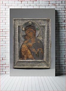 Πίνακας, Vladimir Mother of God Icon with Revetment (icon mid-17th century, border late 17th century, halo 18th century) by anonymous