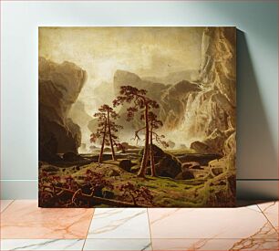 Πίνακας, Vuoristoa ja vesiputous, 1851, Marcus Larson