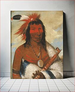 Πίνακας, Wá-nah-de-túnk-ah, Big Eagle (or Black Dog), Chief of the O-hah-kas-ka-toh-y-an-te Band by George Catlin