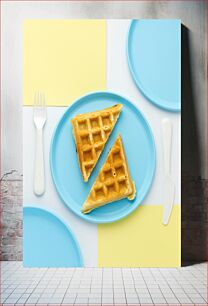 Πίνακας, Waffles on Blue Plates Βάφλες σε μπλε πιάτα