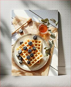 Πίνακας, Waffles with Blueberries and Honey Βάφλες με βατόμουρα και μέλι