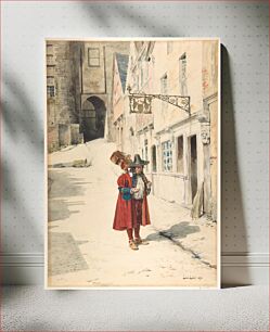 Πίνακας, Wandering Minstrel; Old Nuremberg by Alexandre-Louis Leloir