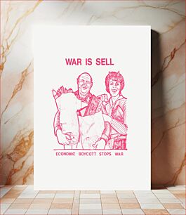 Πίνακας, War is sell. Economic boycott stops war. (1970) man and woman with bags of groceries poster
