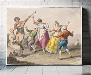 Πίνακας, Water color; Tarantella dancers, Saverio Della Gatta