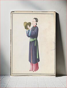 Πίνακας, Watercolor of musician playing bo (tongbo), Chinese