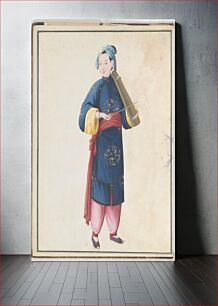 Πίνακας, Watercolor of musician playing bowed qin(?)