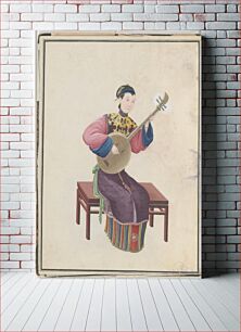 Πίνακας, Watercolor of musician playing ruan(?)