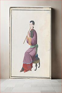 Πίνακας, Watercolor of musician playing xiao, Chinese