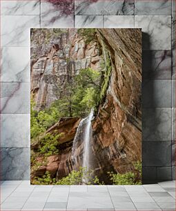 Πίνακας, Waterfall in Rocky Landscape Καταρράκτης σε Βραχώδες Τοπίο