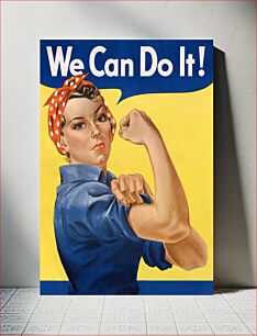 Πίνακας, "We Can Do It!", also called "Rosie the Riveter" after the iconic figure of a strong female war production worker (1942-1945) lithograph poster by J. Howard Miller