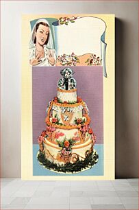 Πίνακας, Wedding cakes by DeLuxe Pastry Shoppes, Fort Wayne, Indiana (1930–1945), vintage postcard