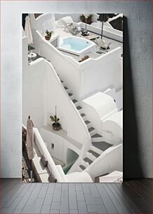 Πίνακας, White Architecture and Stairs Λευκή Αρχιτεκτονική και Σκάλες