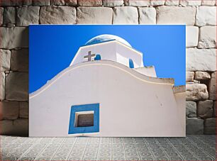 Πίνακας, White Church Under Blue Sky Λευκή Εκκλησία κάτω από το γαλάζιο του ουρανού