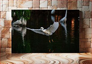 Πίνακας, White Egret in Flight Λευκός Τσικνιάς σε πτήση