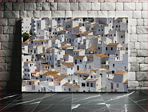 Πίνακας, White Houses with Terracotta Roofs Λευκά Σπίτια με στέγες από τερακότα