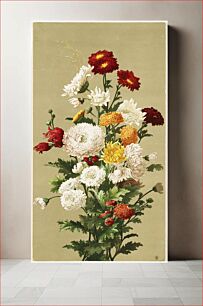 Πίνακας, White & red chrysanthemums by Ellen Thayer Fisher