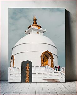 Πίνακας, White Stupa with Golden Ornamentation Λευκή Στούπα με Χρυσή Στολίδι