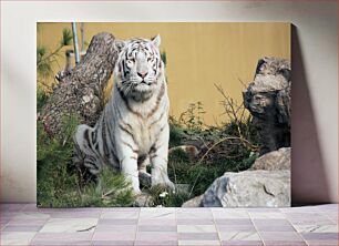 Πίνακας, White Tiger in Natural Habitat Λευκή Τίγρη σε φυσικό βιότοπο