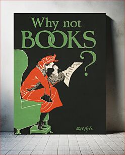 Πίνακας, Why not books? (1920), vintage woman reading illustration by Ethel Taylor