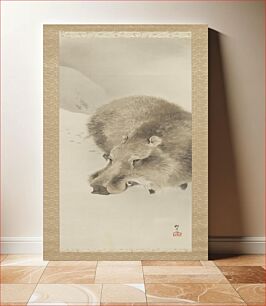 Πίνακας, Wild Boar in Snow by Konoshima Okoku