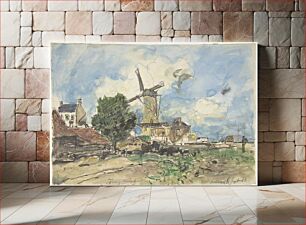 Πίνακας, Wind Mill at Antwerp by Johan Barthold Jongkind
