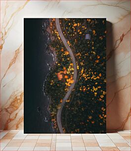 Πίνακας, Winding Road Through Autumn Forest Δρόμος με στροφές μέσα από το φθινοπωρινό δάσος