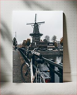 Πίνακας, Windmill and Bicycle by the Canal Ανεμόμυλος και Ποδήλατο δίπλα στο Κανάλι