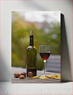 Πίνακας, Wine Bottle and Glass Outdoor Setting Εξωτερική ρύθμιση για μπουκάλι και ποτήρι κρασί