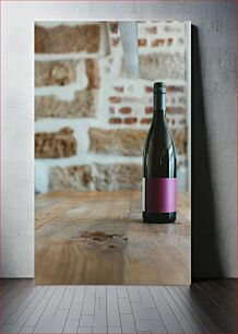 Πίνακας, Wine Bottle on Wooden Table Μπουκάλι κρασιού σε ξύλινο τραπέζι