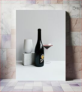 Πίνακας, Wine Bottle with Glass Μπουκάλι κρασιού με ποτήρι
