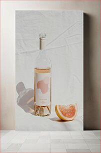 Πίνακας, Wine Bottle with Grapefruit Μπουκάλι κρασιού με γκρέιπφρουτ