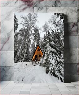 Πίνακας, Winter Cabin in the Forest Χειμερινή Καμπίνα στο Δάσος