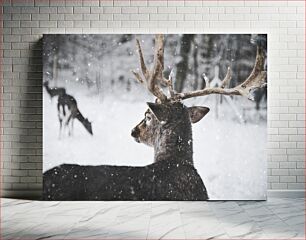 Πίνακας, Winter Deer in Snow Χειμερινά ελάφια στο χιόνι