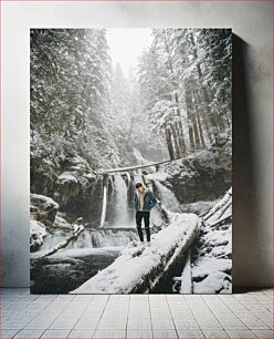 Πίνακας, Winter Forest Waterfall Καταρράκτης Winter Forest