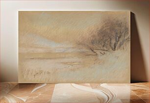 Πίνακας, Winter landscape with river by László Mednyánszky