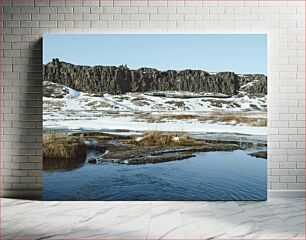 Πίνακας, Winter Landscape with River Χειμερινό τοπίο με ποτάμι