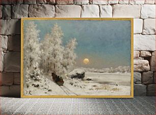 Πίνακας, Winter night, moon rising, 1865 - 1900, Fredrik Ahlstedt