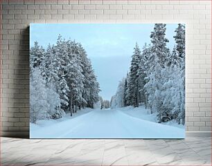 Πίνακας, Winter Road in a Snowy Forest Χειμερινός δρόμος σε ένα χιονισμένο δάσος
