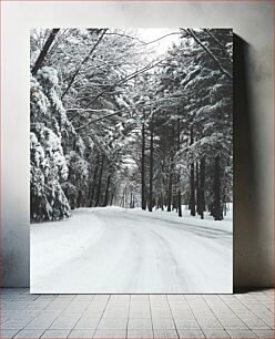 Πίνακας, Winter Road through Snow-Covered Forest Χειμερινός Δρόμος μέσα από Χιονισμένο Δάσος