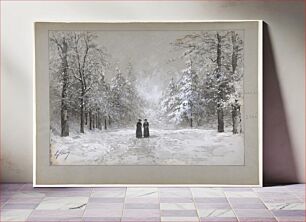 Πίνακας, Winter Scene with Two Men by Eugène Cicéri