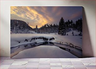 Πίνακας, Winter Sunset in the Mountains Χειμερινό ηλιοβασίλεμα στα βουνά