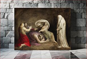 Πίνακας, Witch of Endor raising the spirit of Samuel illustration by William Blake (1752-1827)