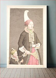 Πίνακας, Woman and girl wearing Icelandic costume by Olavius