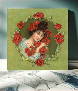 Πίνακας, Woman and poppies, aesthetic chromolithograph