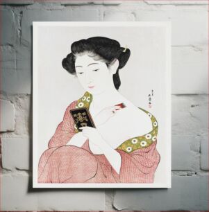 Πίνακας, Woman Applying Powder (1918) by Goyō Hashiguchi