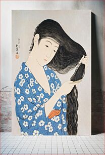Πίνακας, Woman Combing Her Hair by Goyo Hashiguchi