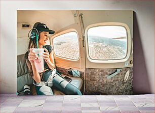 Πίνακας, Woman enjoying a flight Γυναίκα που απολαμβάνει μια πτήση