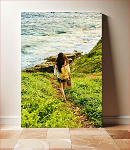 Πίνακας, Woman Exploring Coastal Landscape Γυναίκα που εξερευνά το παράκτιο τοπίο