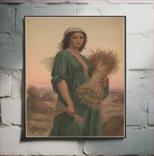 Πίνακας, [Woman holding a bundle of wheat in a field]